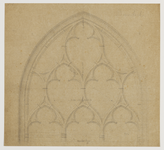 216465 Interieur van de Buurkerk te Utrecht: opstand van het ontwerp voor de tracering in het derde (?) venster in de ...